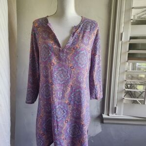 J. Crew Tunic Women Small Paisley Floral Summer Preppy Beach Swim Cover Size S